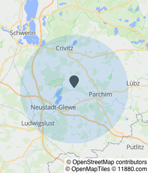 Kartendarstellung des Servicegebiets von Hotel und Gaststätte Zur Schleuse