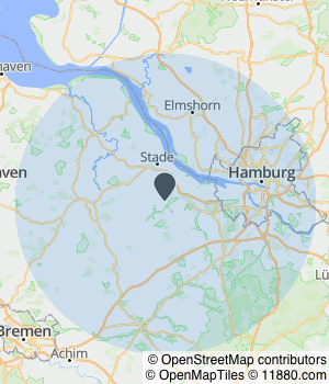 Kartendarstellung des Servicegebiets von Rolladen Frenzel