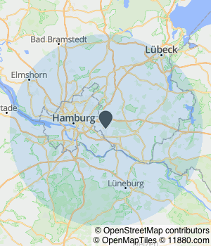 Kartendarstellung des Servicegebiets von FeRoTec Fenster Rolläden Markisen
