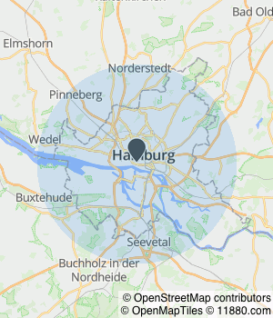 Kartendarstellung des Servicegebiets von Ingenieurbüro Krüger