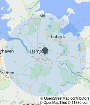 Kartendarstellung des Servicegebiets von Toni's Umzugsservice