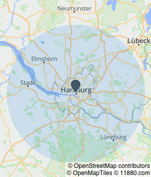 Kartendarstellung des Servicegebiets von Urologie Fahimi