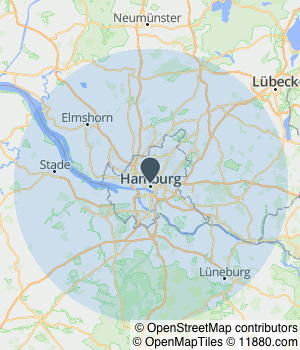 Kartendarstellung des Servicegebiets von allmilmö designwerk hamburg