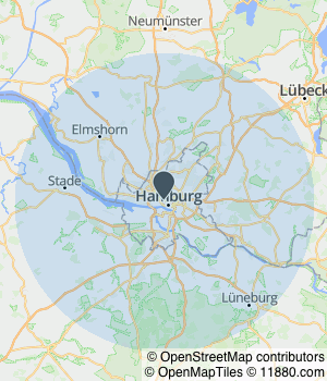 Kartendarstellung des Servicegebiets von Cafe Panter Inh. J. A. Schulze