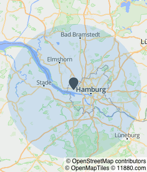 Kartendarstellung des Servicegebiets von Naturheilpraxis Blankenese  - Dorle Wirsig