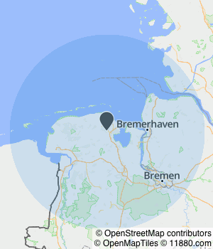 Kartendarstellung des Servicegebiets von Convimo GmbH