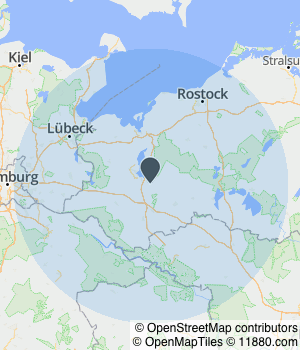 Kartendarstellung des Servicegebiets von H. Habeck Fliesenlegermeister