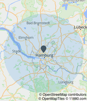 Kartendarstellung des Servicegebiets von Montageservice Hamburg