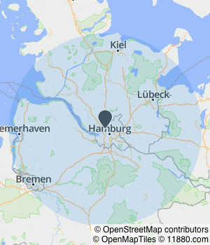 Kartendarstellung des Servicegebiets von Immoventis GmbH