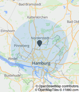 Kartendarstellung des Servicegebiets von Jammer-Lühr Fliesenverlegung