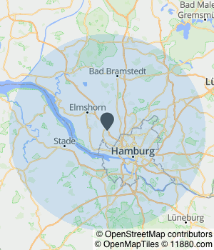 Kartendarstellung des Servicegebiets von Ofenhaus Pinneberg GbR Kaminofenhandel