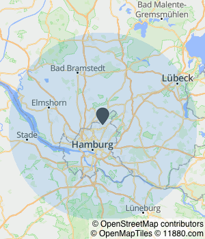 Kartendarstellung des Servicegebiets von Evernest Hamburg Alstertal Nord