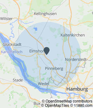 Kartendarstellung des Servicegebiets von Herbert Zimmermann Malereibetrieb