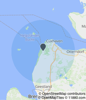 Kartendarstellung des Servicegebiets von Heilpraxis Martina Mennerich