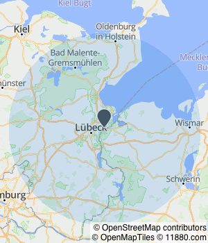 Kartendarstellung des Servicegebiets von Gäfke-Erdbau