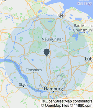 Kartendarstellung des Servicegebiets von CLARN Zelte UG