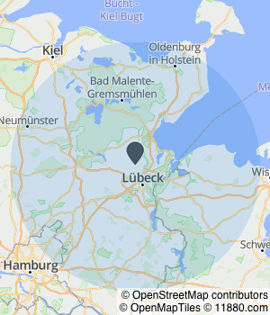 Kartendarstellung des Servicegebiets von Gala Bau Gericke