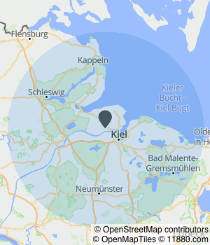 Kartendarstellung des Servicegebiets von FördeGärtner