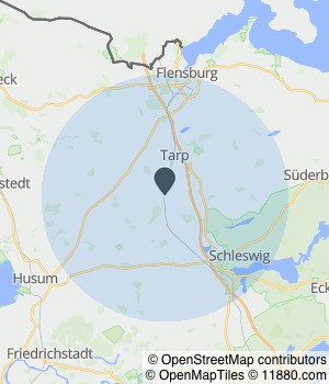 Kartendarstellung des Servicegebiets von Cordsen Bau GmbH