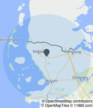 Kartendarstellung des Servicegebiets von Montagebau & Objektservice Hauke